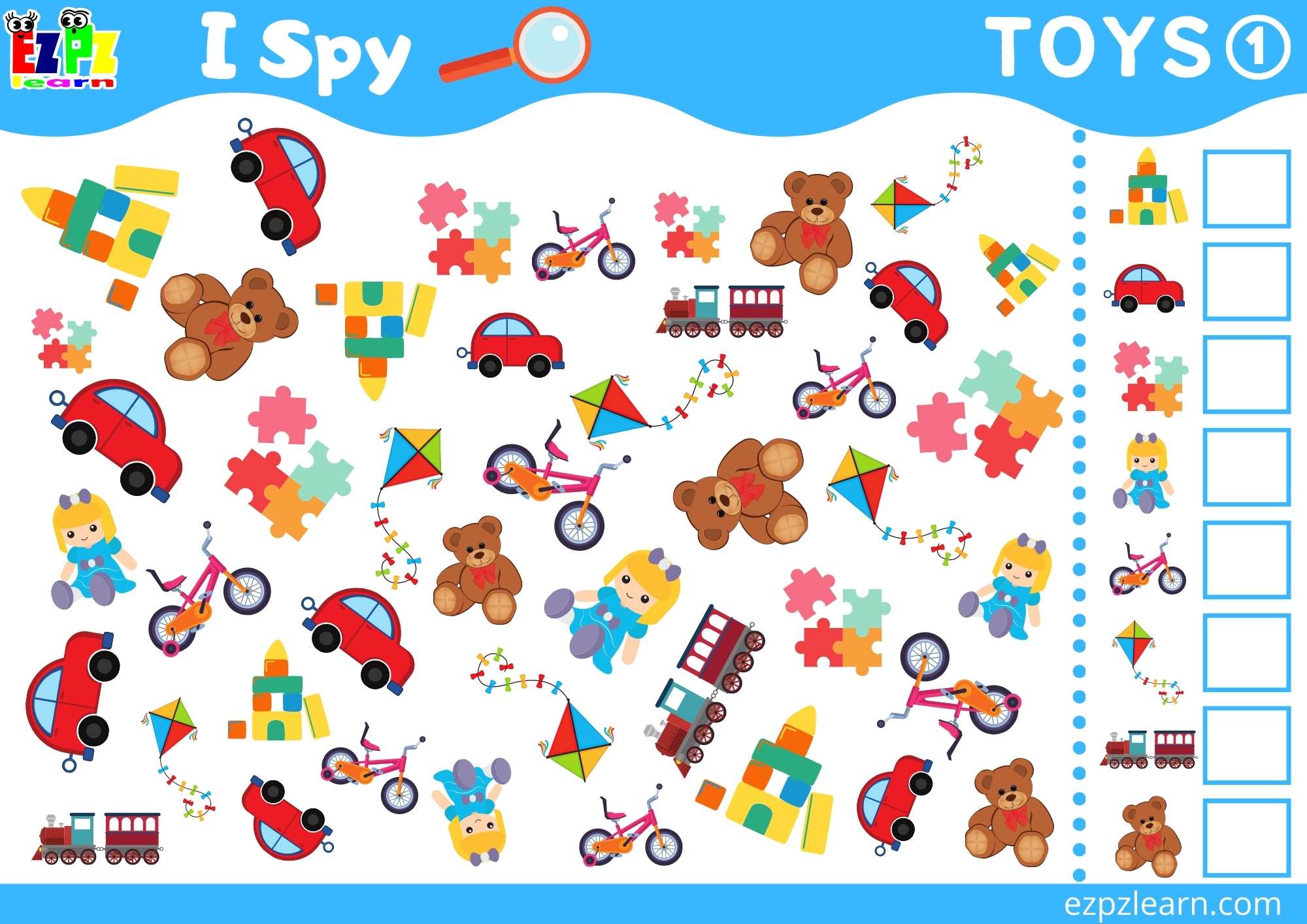 Toys Topic I Spy Game for kids Free PDF Download